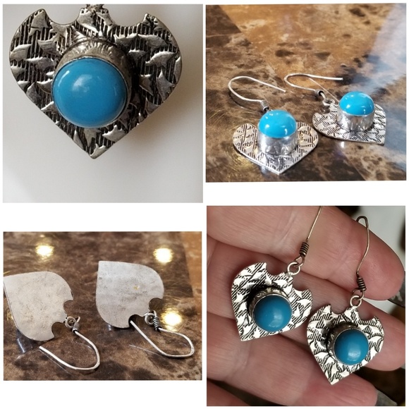 Genuine Sleeping BeautyTurquoise Heart Earrings 2